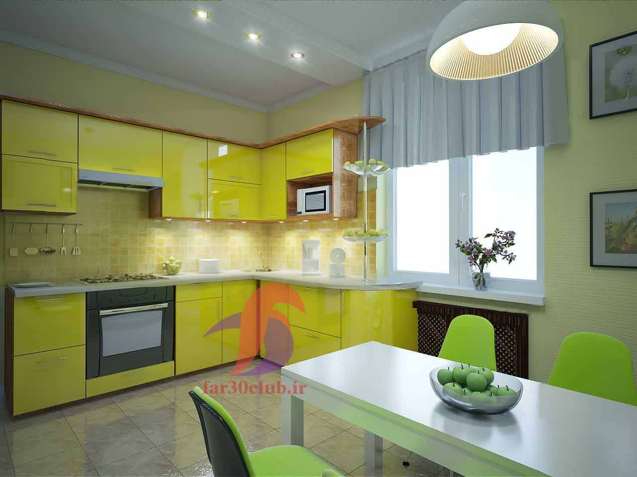 طراحی کابینت زرد