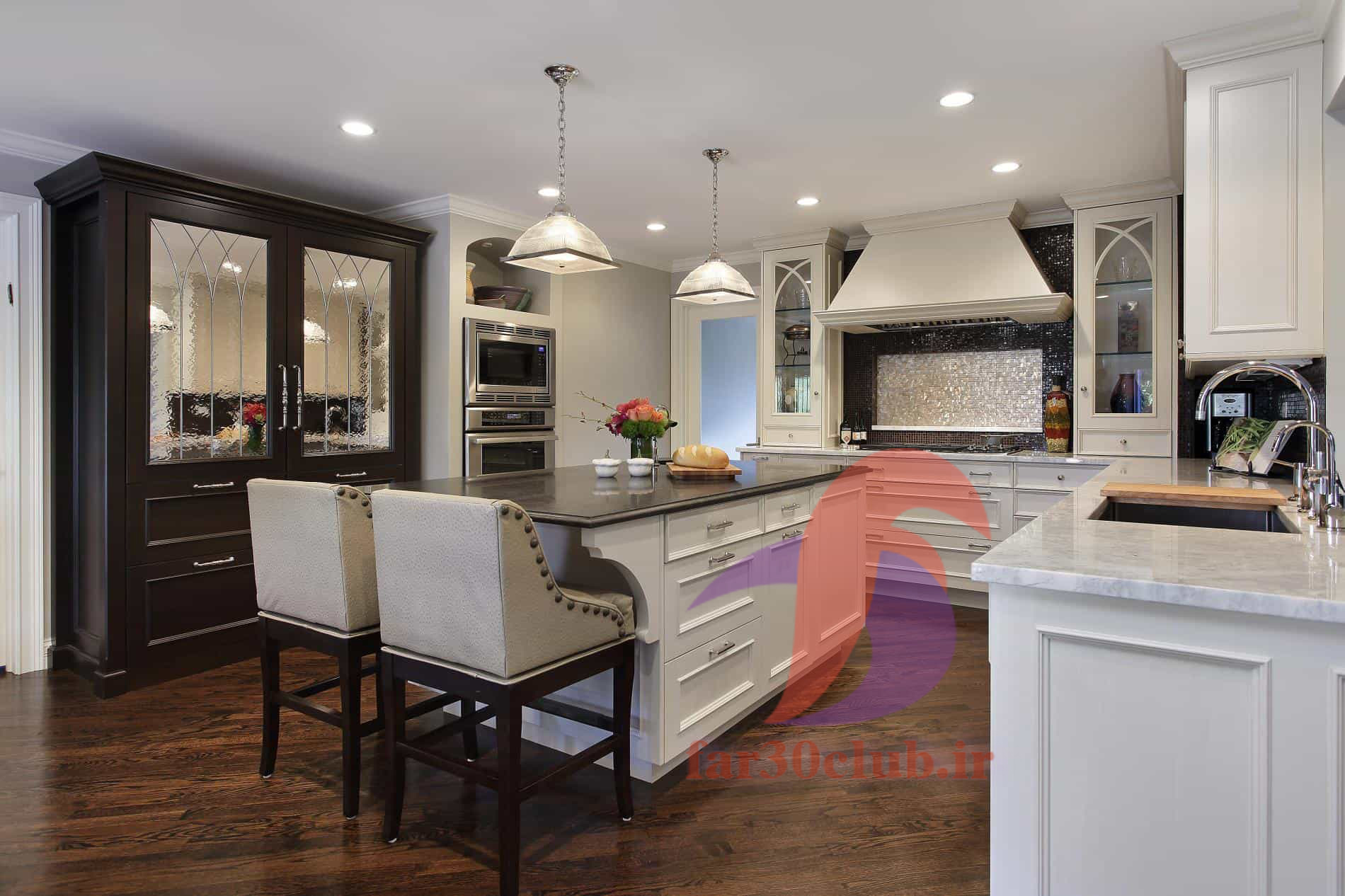 طراحی کابینت قهوه ای سفید